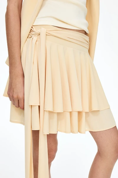 Tiered Tie-Belt Skirt