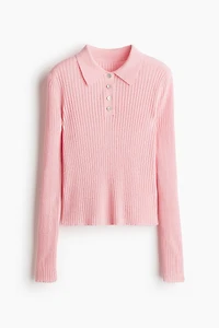 Rib-knit polo shirt