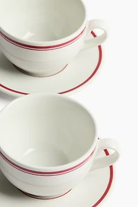 Lot de 2 tasses avec soucoupes en porcelaine