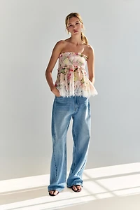 Linen-Blend Bandeau Top