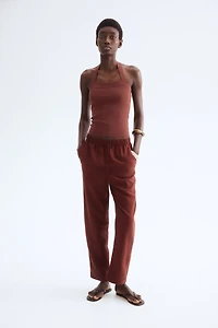 Linen-Blend Drawstring Pants
