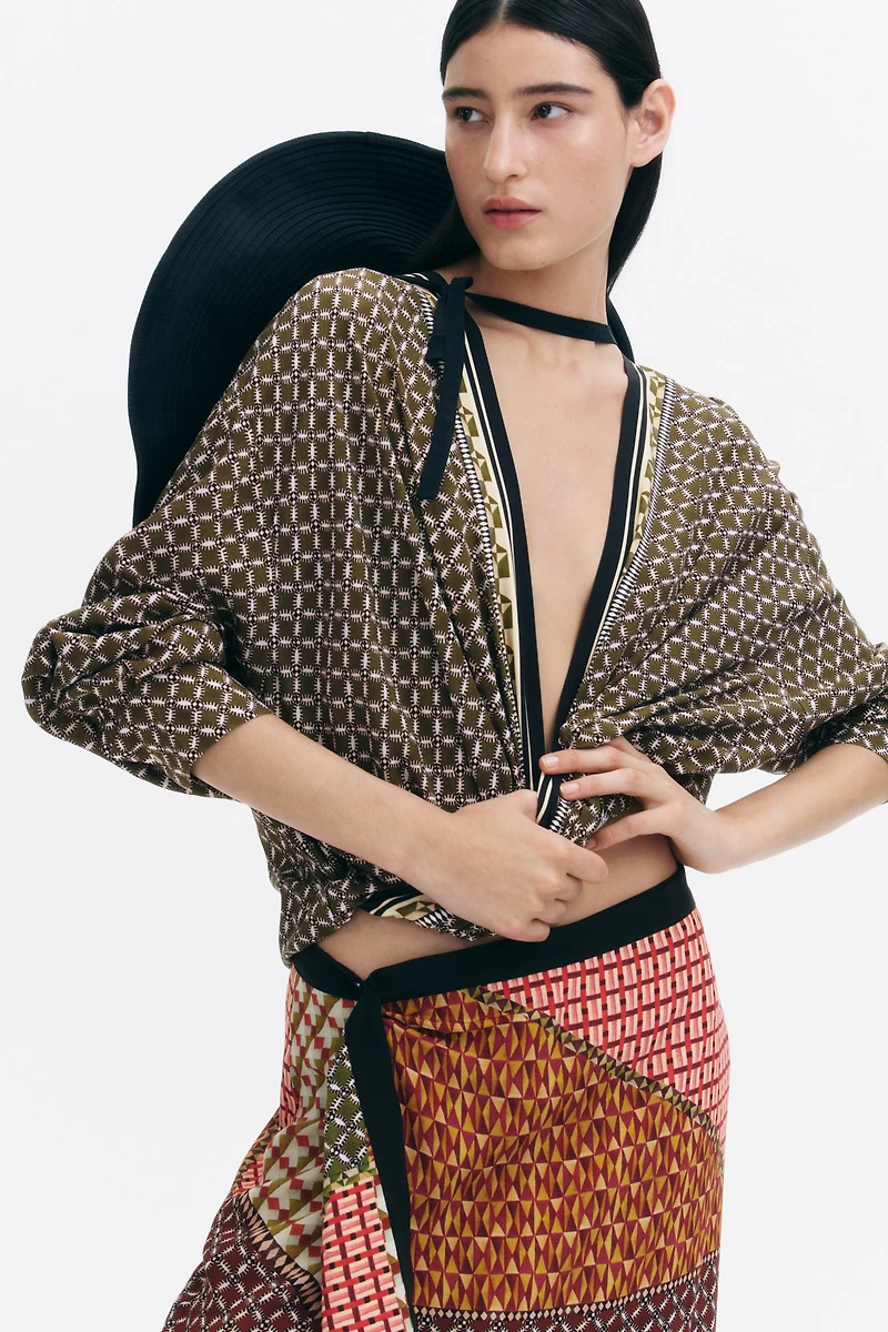 Draped-Panel Wrap Skirt
