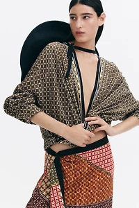 Draped-Panel Wrap Skirt