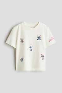 Cotton T-Shirt with Printed Motif