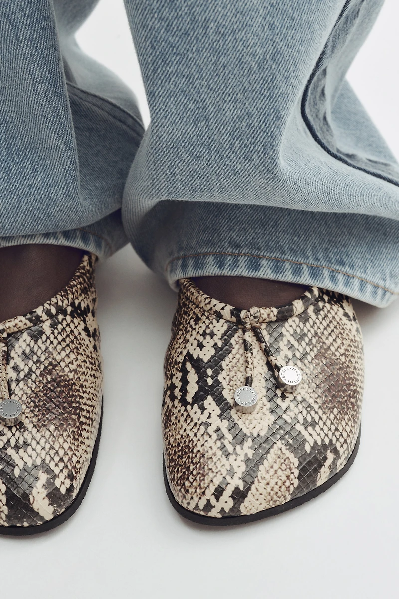 Snakeskin-Print Flats