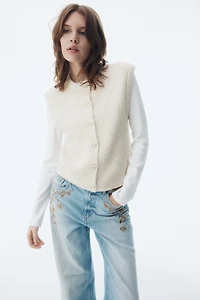 Gilet sans manches en tricot côtelé