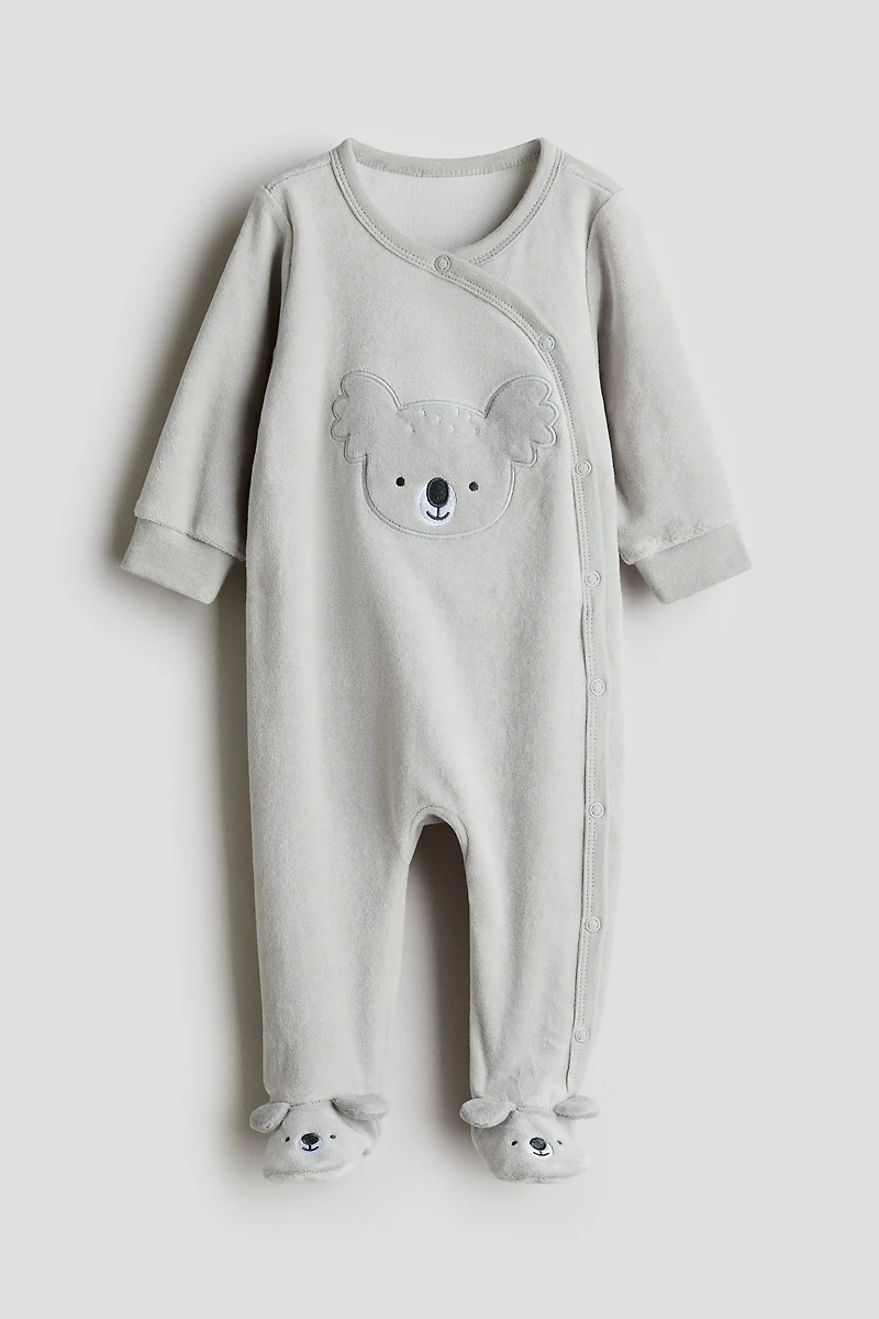 Velour Pajama Jumpsuit with Covered Feet