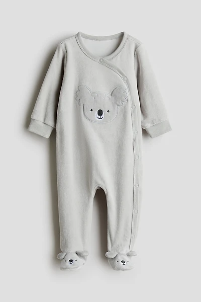 Velour Pajama Jumpsuit with Covered Feet