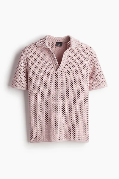 Loose Fit Pointelle-knit Polo Shirt