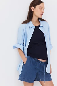 MAMA Short à cordon en denim