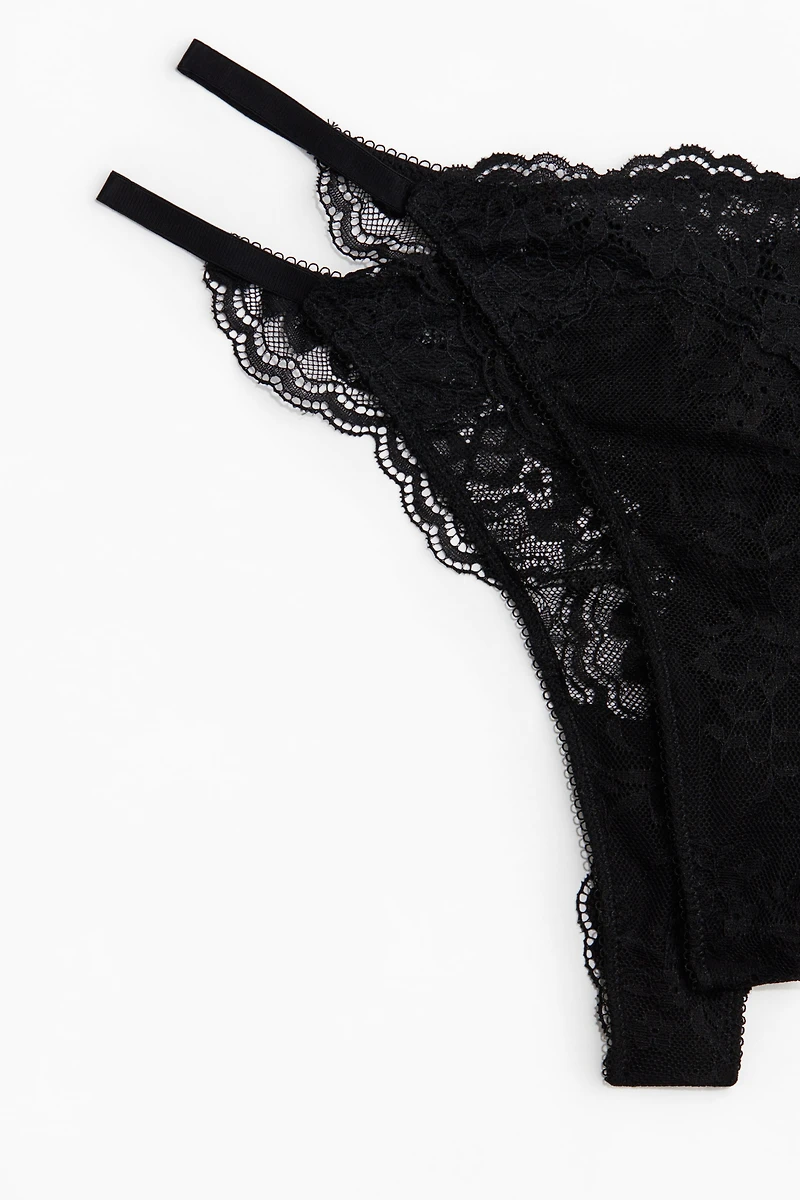 Lot de 2 culottes Tanga en dentelle