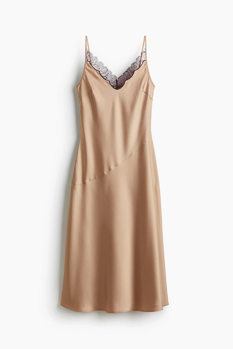 Lace-Trimmed Satin Dress