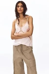 Lace-Trimmed Ponte Camisole Top