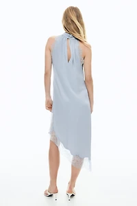 Lace-Trimmed Satin Dress