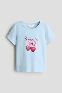 Cotton T-Shirt with Printed Motif