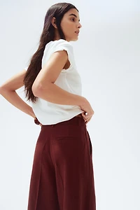 Wide-Leg Linen-Blend Pants