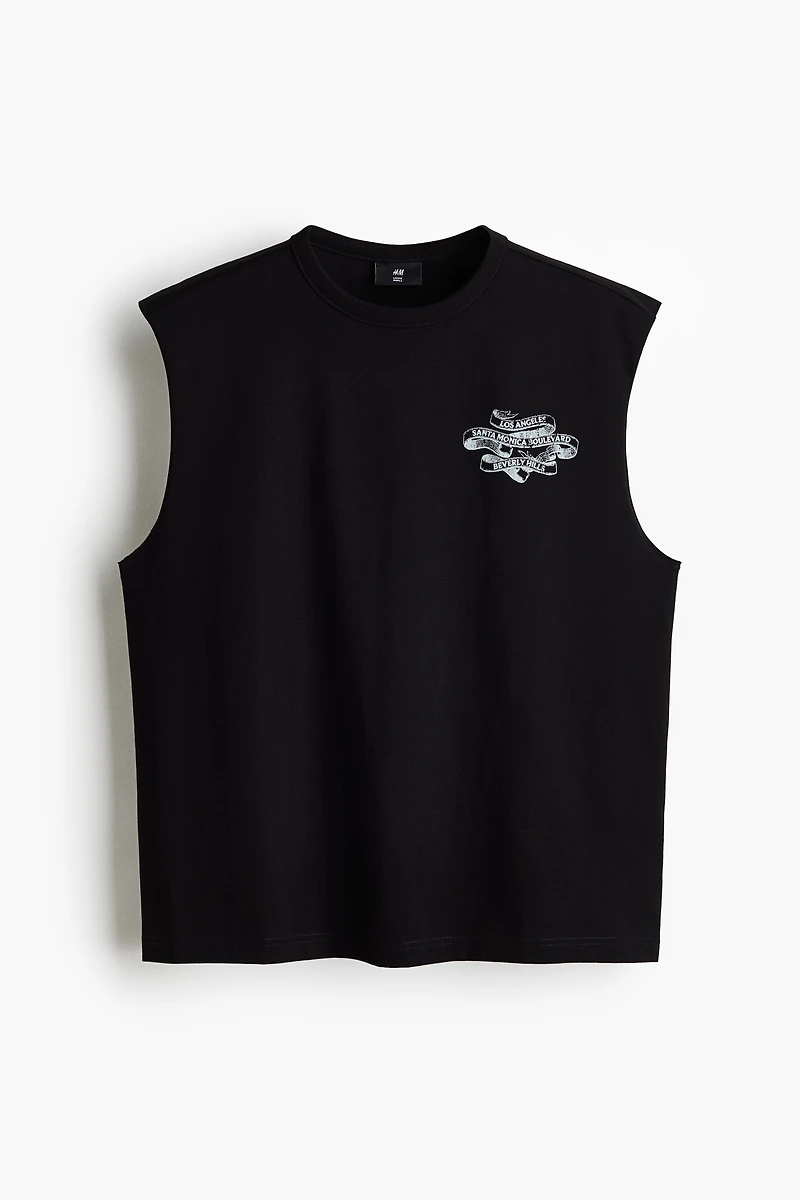 Loose-Fit Printed Sleeveless T-Shirt