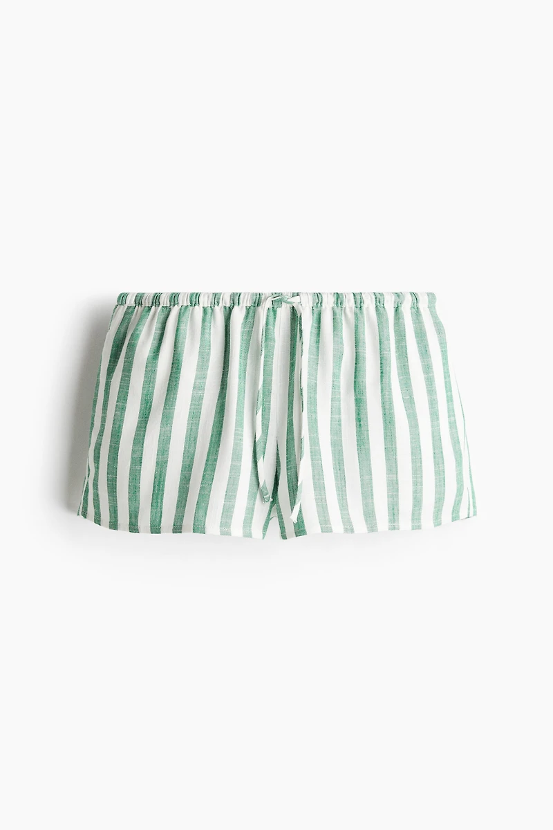 Short en lin mélangé avec cordon de serrage