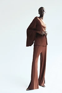 Wide-Leg Crease-Front Pants