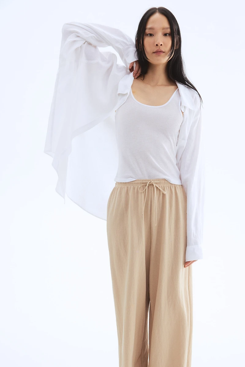 Pantalon large avec taille élastique