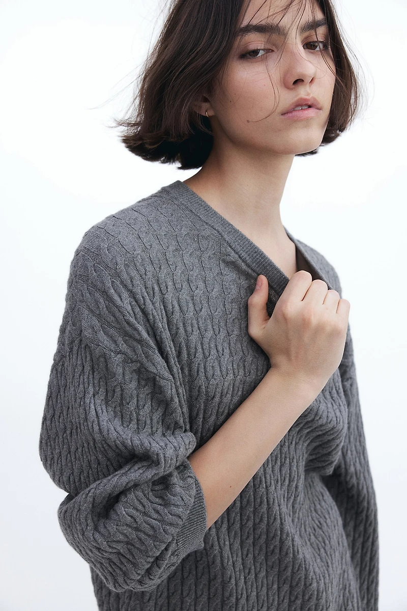 Cable-Knit Cashmere-Blend Sweater