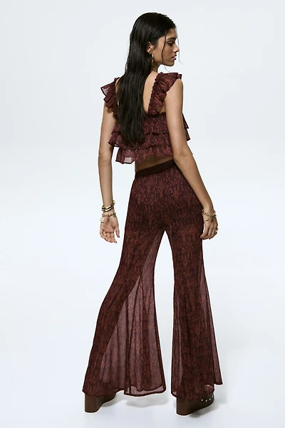 Flared Crinkled Pants