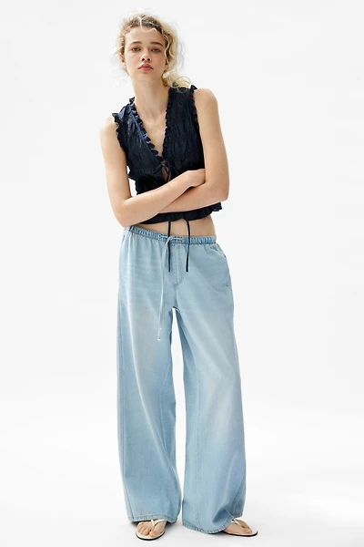 Denim Drawstring Pants