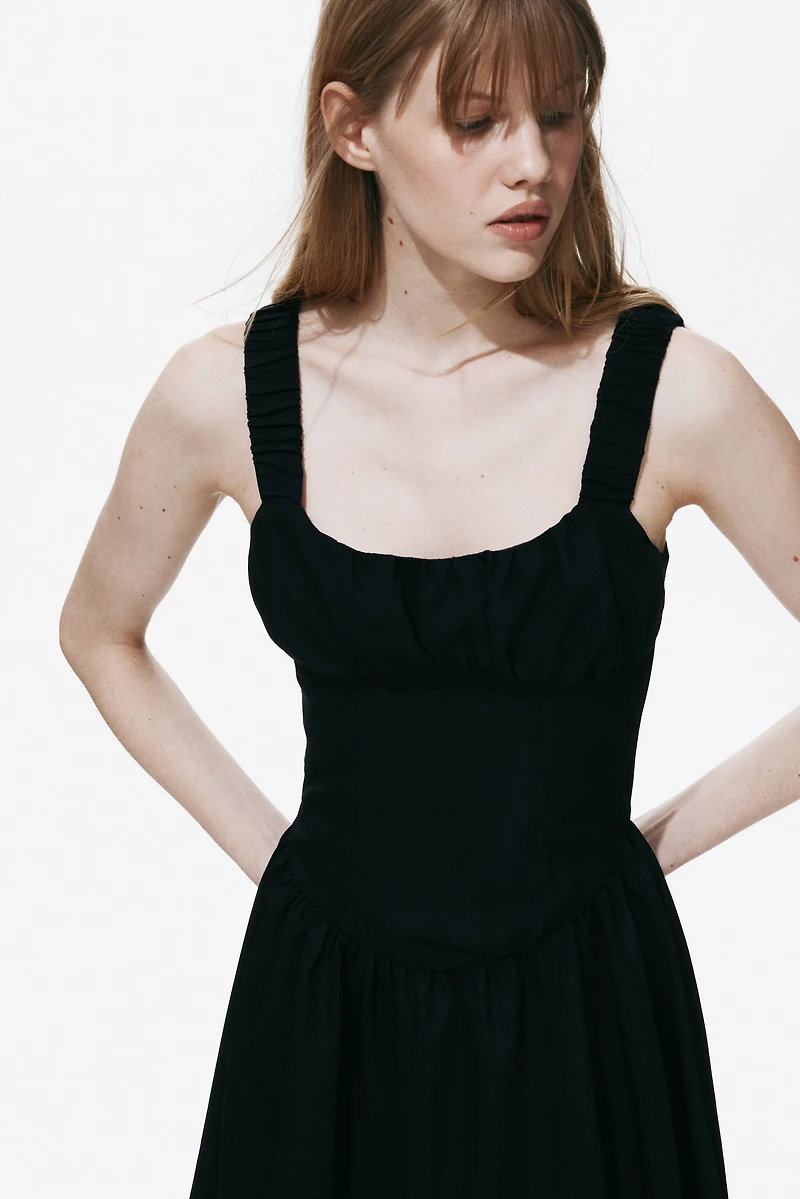 Gathered Twill Dress