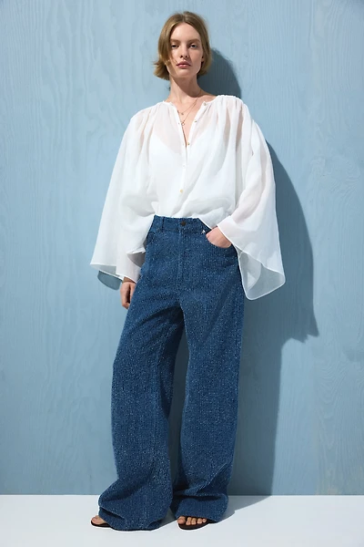 Bouclé Bootcut High Waist Jeans