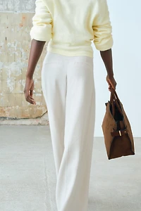 Wide-Leg Twill Pants