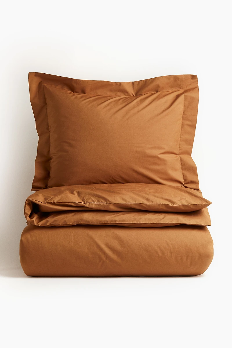 Twin Cotton Percale Duvet Cover Set