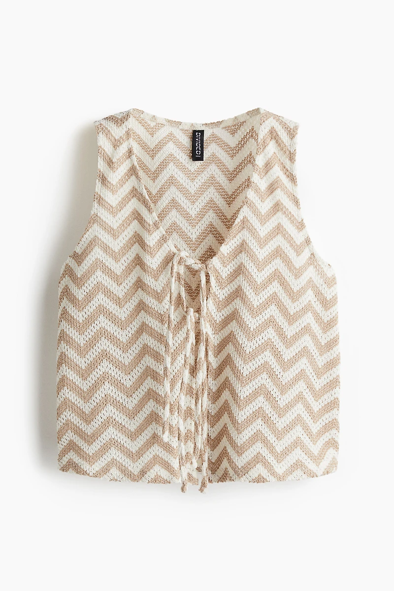 Tie-Front Jacquard-Knit Vest