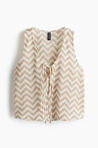 Tie-Front Jacquard-Knit Vest