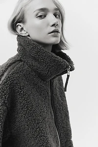 Loose-Fit Teddy Fleece Jacket
