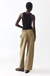 Barrel-Leg Paper-Bag Pants