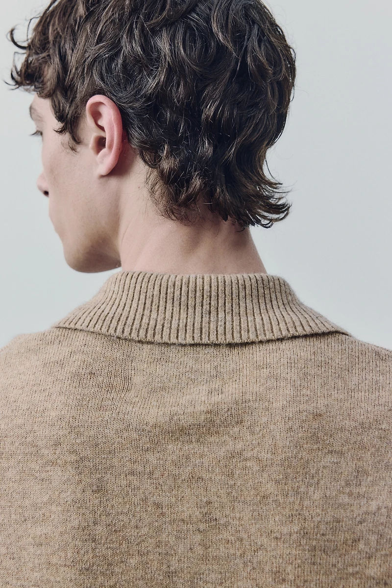 Wool-Blend Polo Sweater