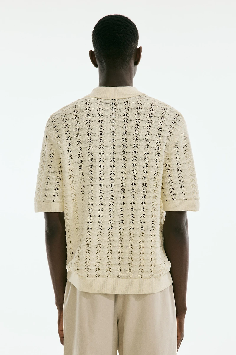 Polo classique en tricot pointelle