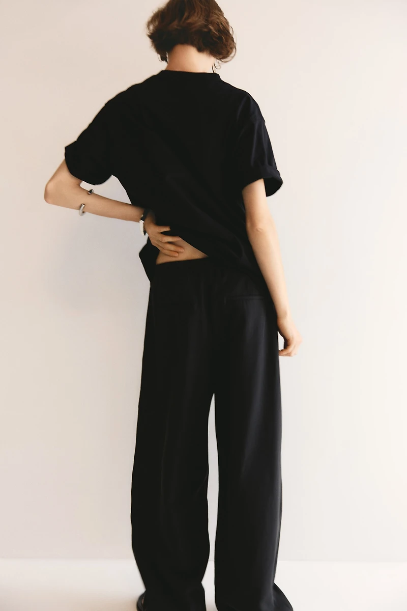 Creased Barrel-Leg Pants