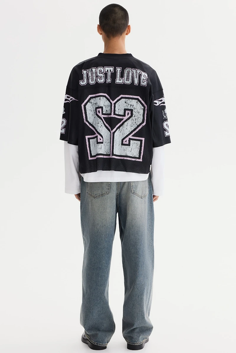 Oversized Printed Mesh T-Shirt