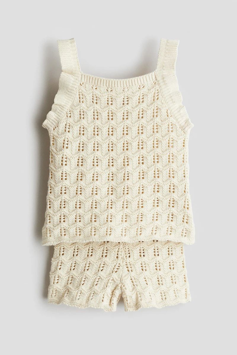 2-Piece Cotton Pointelle-Knit Set