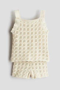 2-Piece Cotton Pointelle-Knit Set