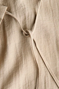 Linen-Blend Wrapover Pants