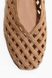 Ballerines en cuir à effet tressé