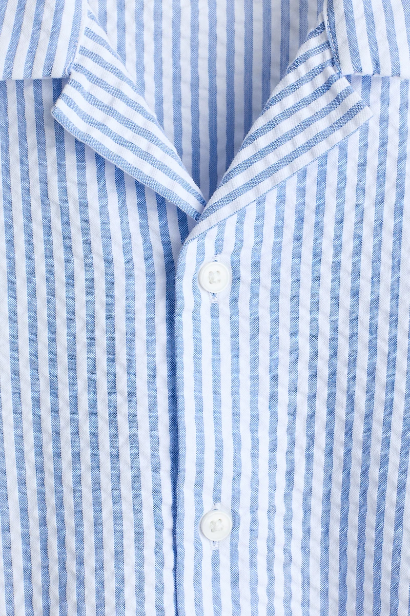 Chemise en crépon de coton à col cubain