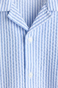 Chemise en crépon de coton à col cubain