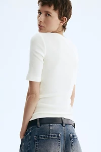 Haut côtelé en soie mélangée