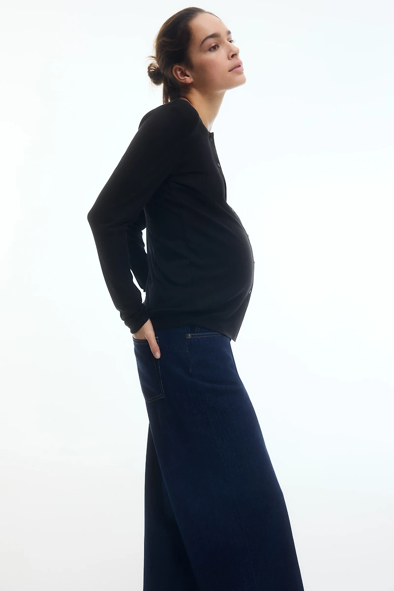 MAMA Fine-Knit Button-Front Top