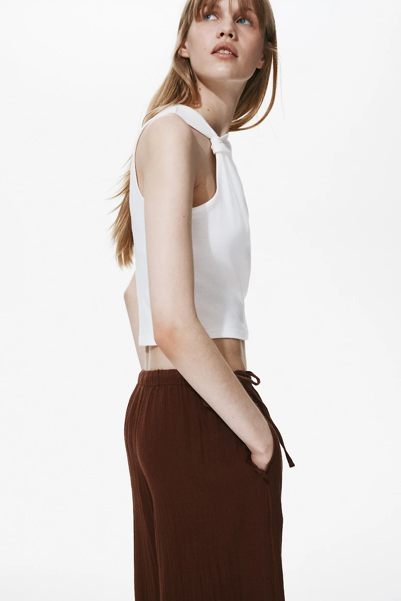 Pantalon en mousseline avec cordon de serrage