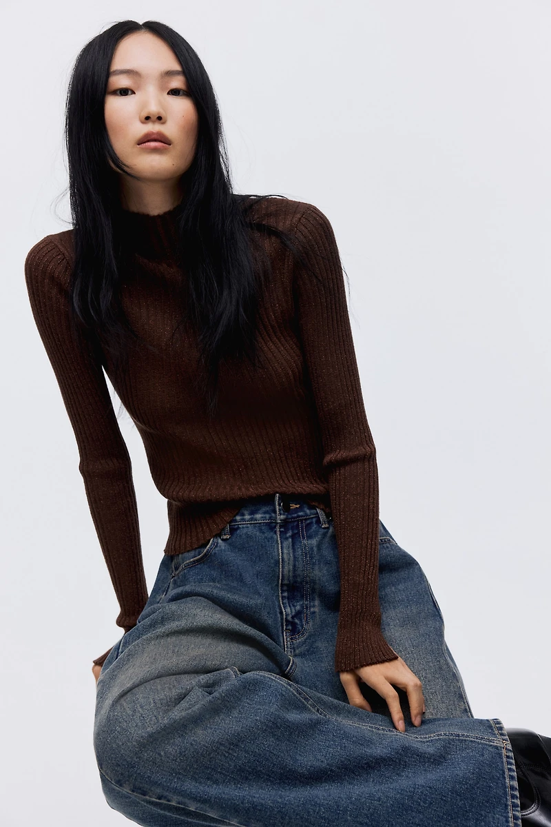 Glittery Mock Turtleneck Top