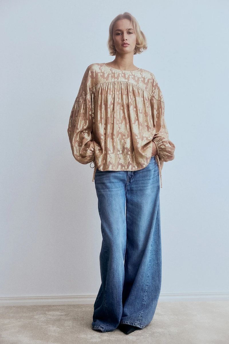 Oversized jacquard-weave blouse